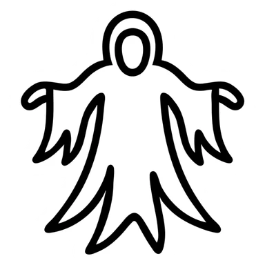 minimalistic icon of dementor, shadowy figure, flowing robes, simple and clean lines sticker