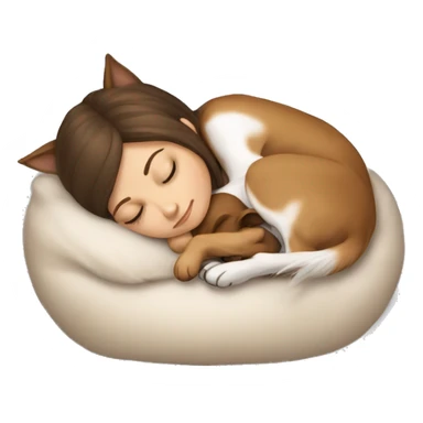 White girl brown hair sleeping with Chihuahua sticker