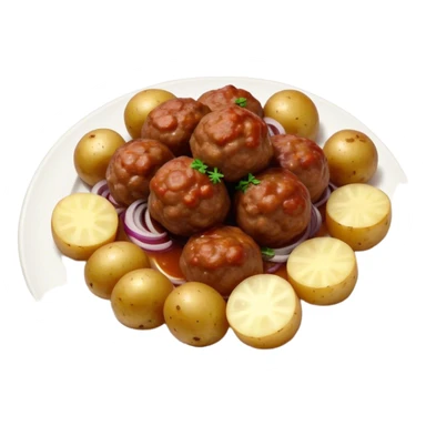 Meat balls with onions and potatoes sticker
