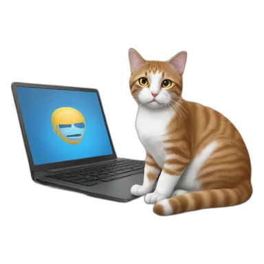Un ordinateur avec un chat assis dessus sticker