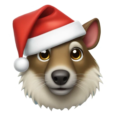 Agouti Wolf with Santa hat  sticker