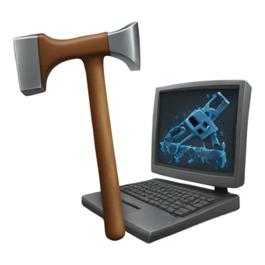 Hammer smashing computer  sticker