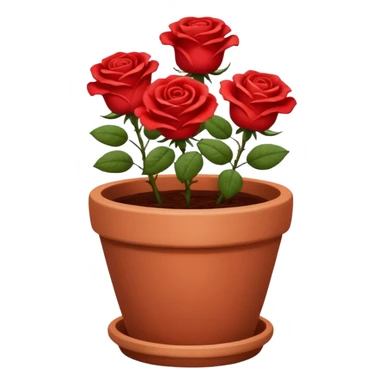 flower pot with red rose flowers sticker