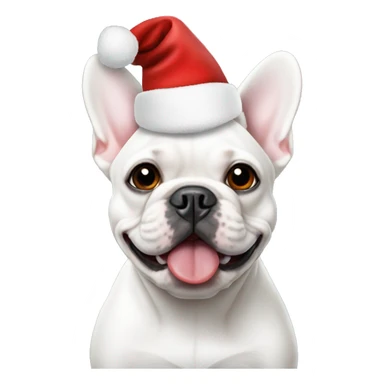 White French bulldog wearing a Santa hat  sticker
