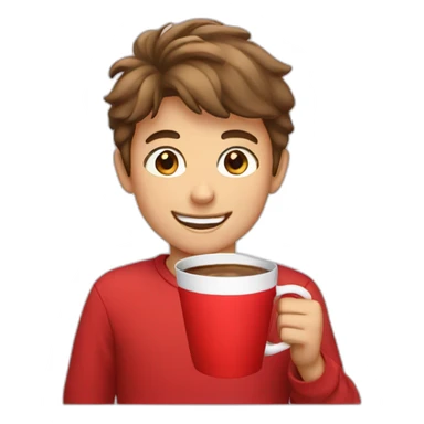 boy with red shirt smiling cup  sticker