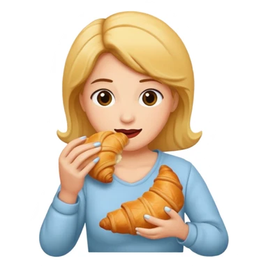 woman eating croissant sticker