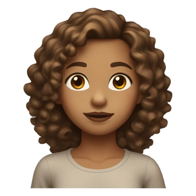 Medium skinned girl with brown curly shoulder length hair round doe hazel eyes and full lips sticker