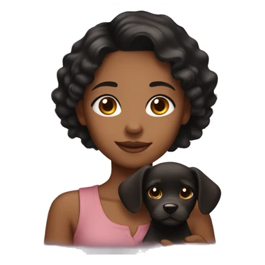 Black hair gurl with brown puppy sticker