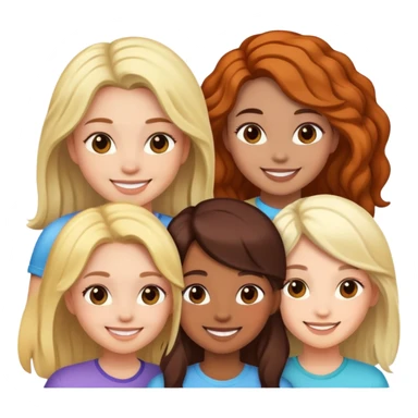 1 Black girl 2 brown girls 1 white girl with black hair sticker
