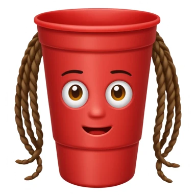 Red plastic cup with dreads sticker