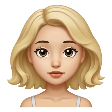 Chica con pelo cortó a los hombros con pequeñas ondulaciones, piel blanca, ojos negros y un pequeño lunar debajo del ojo izquierdo  sticker