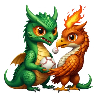 A dragon eating an owl with baseballs sticker