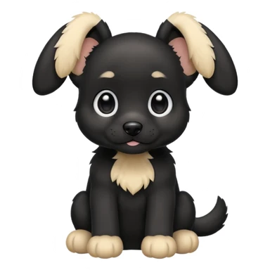 black puppy floppy ears with blonde tips at the end of ears and white paws sticker