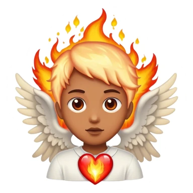 Un cœur d’avec yeux prend feux, une tête d’ange  sticker