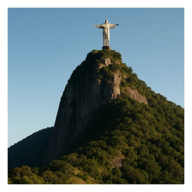 Corcovado mountain with Christ the Redeemer statue, natural landscape, iconic view, no people, clear sky sticker