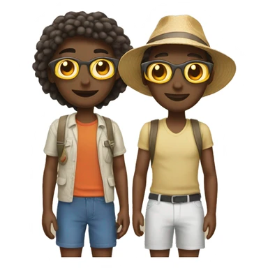 Two close friends on vacation emoji. sticker