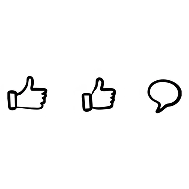 Hand-drawn social media like, share, and comment buttons sticker