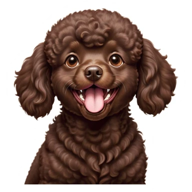Cinematic Cute Yawning Chocolate Poodle Portrait Emoji, Head tilted slightly with a dramatic, wide-open yawn, displaying a soft, curly chocolate Fur with a refined texture, floppy ears slightly drooping, round brown eyes barely open in drowsy contentment, Simplified yet irresistibly adorable features, highly detailed, glowing with a soft, cozy glow, high shine, relaxed yet expressive, stylized with a touch of whimsy, bright and endearing, soft glowing outline, capturing the essence of a sleepy yet affectionate companion, so drowsy it feels like it could stretch right out of the screen and curl up for a nap! sticker