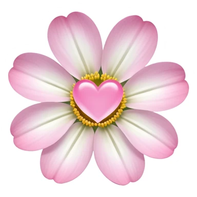 white flower with mini pink heart center sticker