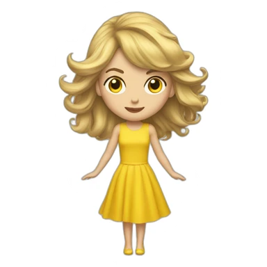 Taylor swift with a yellow dress and hair in the wind sticker