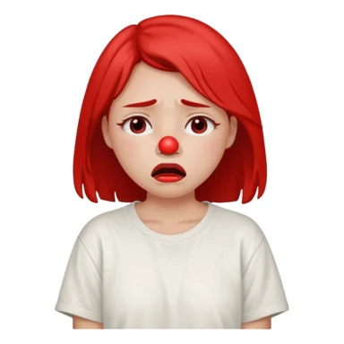 a pretty bratz fair girl crying with a red nose from crying in a loose oversized off white tshirt  sticker