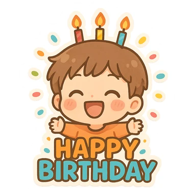 happy birthday, candles, joyful, bright colors sticker