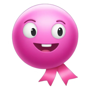 pink ball character without mouth and big ribbon sticker
