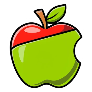 apple cut in half sticker