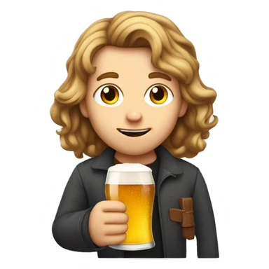 Ein Junge mit hellbraunen Haaren und Ziegenbart mit Bier in der Hand  sticker