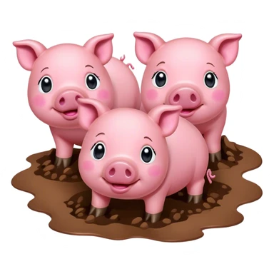 3 piggies in mud  sticker