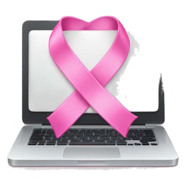White laptop with pink ribbon sticker