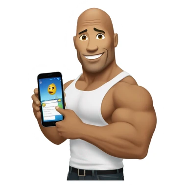 the rock holding a mobile phone sticker