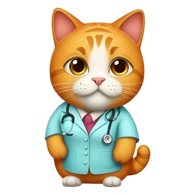 Fat orange cat dressed as a female doctor sticker