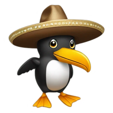 Pingouin with sombrero in a bar  sticker