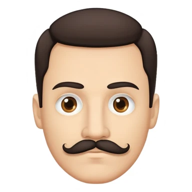 man face with mustache, medium eyes, medium light skin, dark hair, no neck sticker