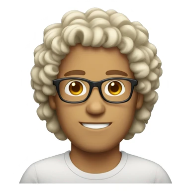 A white guy with rectamble glasses and curly hair  sticker