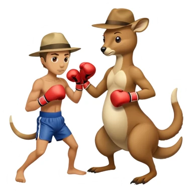 man in an Australian hat boxing with a kangaroo sticker