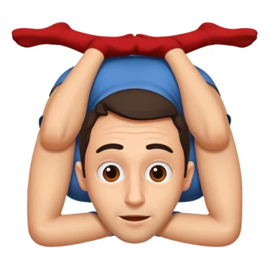 Claudio Vieira De Oliveira, sitting and looking at the viewer, head upside-down, simple background sticker