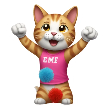 cat cheering up with pom poms on hands
 sticker