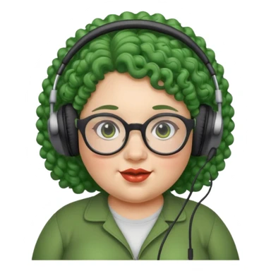  headphone wearing and glassess and green curly haired fat girl sticker