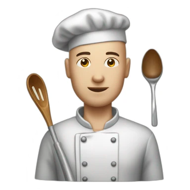 Canteen staff nice but annoying enrobed bald with ladle sticker