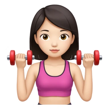 Asian girl exercising with small dumbbells sticker
