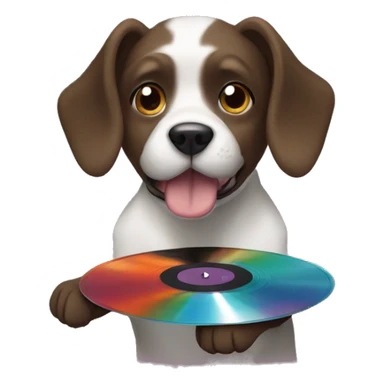 Dog holding a vinyl record  sticker