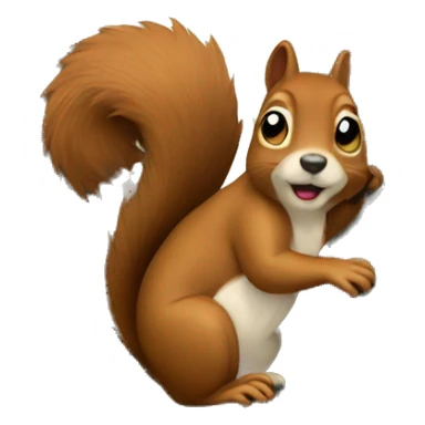 A squirrel in a tree looking down at a dog sticker