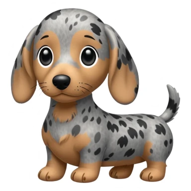 Chibi style Plush gray dappled dachshund  sticker