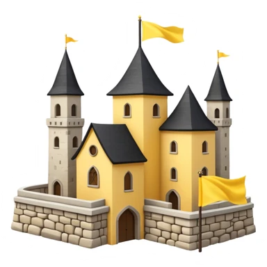 simple magic school, white background, magic school, black roof, with a big flag, big flag on a roof, big yellow flag, white school sticker