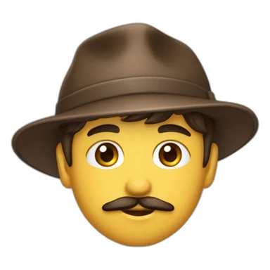 jeune garçon brun moustachu avec casquette marron sticker