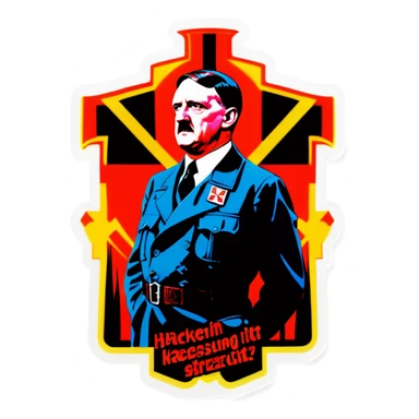 Hitler mit einem Hacken Kreuz auf der Stirn neben einem Verfassungsschutz Raum  sticker