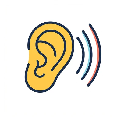 icon of an ear with stylized sound lines radiating outward sticker