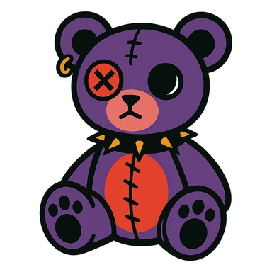 gothic teddy bear, vibrant toon style sticker